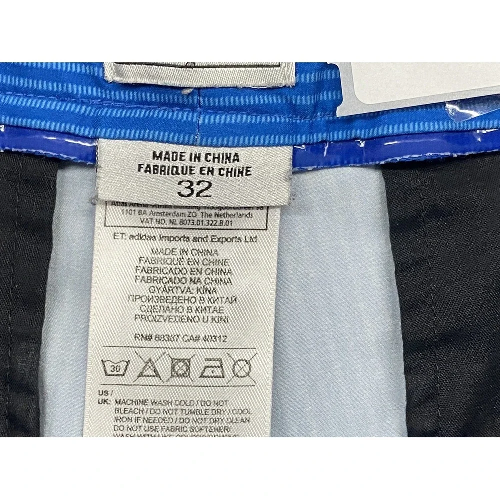 Adidas Golf Shorts Mens 32-Blue Striped-Flat Front-Casual-Lightweight-Beach-Logo